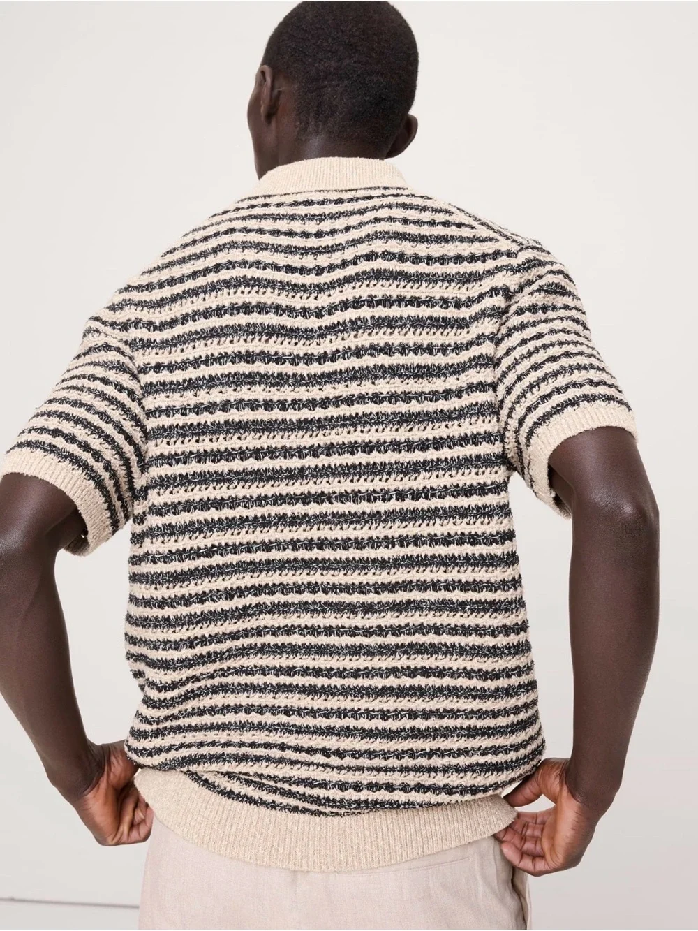 NWT Banana Republic Textured Stripe Sweater Polo Sz Medium (#894845)